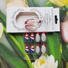 24Pcs 4th of July Press on Nails Medium Almond Independence Day Fake Nails Red Glitter French Tip False Nails with Star Designs Full Cover Stick on Nails Acrylic Patriotic Artificial Nails for Women