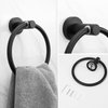 NearMoon Bath Towel Ring, Bathroom Hardware Accessories-Thicken Stainless Steel Hand Towel Holder for Bathroom, Modern Round Towel Hanger Wall Mounted (Matte Black, 1 Pack)