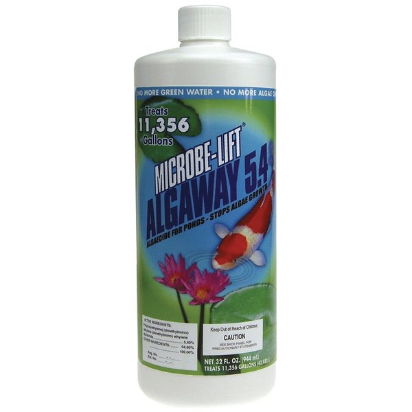 MICROBE-LIFT ALGA32 Algaway 5.4 Algae Control Treatment for Ponds and Water Gardens, Safe for Koi Fish, Goldfish, Plants, and Decorations, 32 Ounces