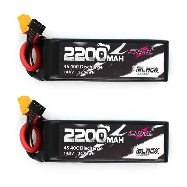 CNHL 2200mAh 4S Lipo Battery 40C 14.8V lipo Battery with XT60 for RC Airplane RC Quadcopter RC Evader BX Car RC Truggy RC Truck Boat(2 Packs)
