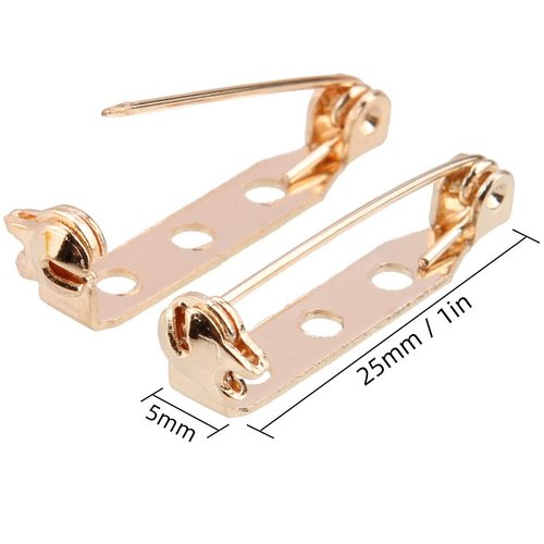 200 Pcs Gold Tone Brooch Pin Backs Clasp 1 Inch Bar Pins Findings 3 Holes Safety Pins for Badge Insignia, Citation Bars, Making Corsage, Name Tags, Toy Pins and Jewelry Making by STARVAST