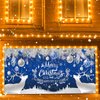 Trgowaul Christmas Garage Door Decorations, Blue Snowflake Holiday Large Christmas Garage Door Cover, Xmas Garage Door Banner, Happy New Year Outdoor Garage Party Supply Photography Background 7x16ft