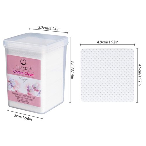 600 PCS Eyelash Glue Wipes Lint Free Nail Wipes, EBANKU Adhesive Wipes for Lash Glue Nail Polish Remover Pads, Glue Nozzle Wipes Non-Woven Fabric Wipes Eyelash Extension Supplies