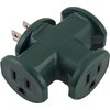 Philips 3-Outlet Extender, T-Shaped Adapter Spaced, Grounded Wall Tap, 3-Prong, Multiple Plug, Power Splitter, Cruise Essentials, Use for Home Office School Dorm Garage, Green, SPS1630G/37