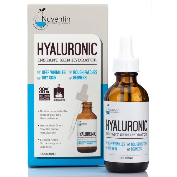 Nuventin Hyaluronic Acid Serum Anti Aging Skin Care Facial Booster For Face - Hydro-Boost Moisturizer Booster W/Vitamin C & Vitamin E For Wrinkles, Fine Lines, Dark Spots, & Dry Skin, 1.75 Fl Oz