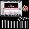UNA GELLA No C Curve Nail Tips 504 PCS Extra Long XXL Tapered Square Nail Tips Half Cover Nails tips Straight Shape For French Acrylic Nails False Fake Clear Tips Square Shape with Box