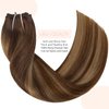 Balayage Natural Hair Extensions Human Hair Invisible Wire Hairpiece Straight Balayage Hair Extensions Ombre Chocolate Brown to Caramel Blonde with Brown Roots 18 Inch 95g