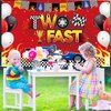 Oudain Racing Car Decoration Two Fast Backdrop Birthday Decorations Racing Theme Party Decorations Racing Car Second Birthday Photography Background Racing Boys Kids Birthday Party Supplies