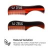 ZEUS Handmade Saw-Cut Mustache Comb, Fined Toothed, Durable Cellulose, Hand Polished, Pocket Comb & Beard Comb for Mustache and Beard (Single Traditional)