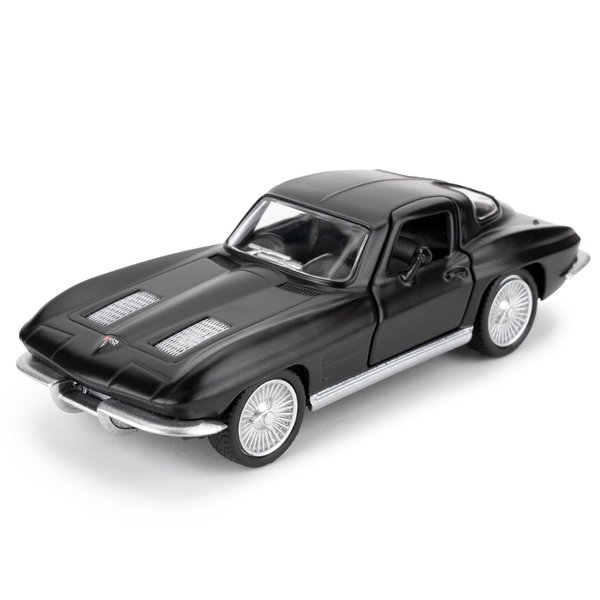 RMZ City Diecast Alloy Toy Car, 1/36 Scale 1963 Chevrolet Corvette Model Car, Toy Car with Pullback Function, Decorative Model Toys for Collection, Car Gifts for Boys and Girls (Black)