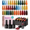 Beetles Fall Gel Nail Polish Set 20 Colors Nail Gel Polish Blue Red Brown Black Yellow Orange Green Gel Nail Polish Kit with Glossy Matte Gel Top Base Coat Soak Off Uv Gel Nail Lamp Gift for Women