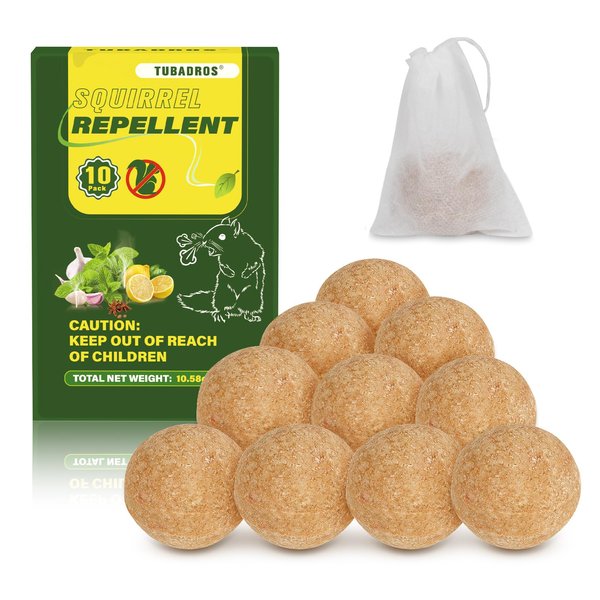 Squirrel Repellent, Peppermint Oil to Repel Squirrel, Mouse,Mice, Squirrel Repellent for Cars, Garden, Indoor/Outdoor Use (1 Count (Pack of 10))