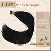 YoungSee Itip Human Hair Extensions Black I Tip Hair Extensions for Black Women I-Tip Hair Extensions Human Hair Itips Extensions Real Human Hair Black 18Inch 60 Strands 50g Pre Bonded Hair Extensions