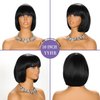 YYHR Short Bob Wig With Bangs 10" Light Yaki Straight Synthetic Hair Wigs Cut Short Black Bob Wigs With Bangs Daily Costume Wig Hair Replacement Wigs Heat Resistant (10 Inch,1B)