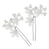 3pcs Crystal Bride Wedding Pearl Hair Pins Flower Hair Piece Rhinestone Bridal Hair Accessories for Women and Girls Silver Flower Headpieces for Brides Bridesmaids Women Girls