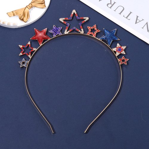 PHALIN American Flag Headband 4th of July Star Hairband for Women Independence Day Patriotic Hair Accessory Party Favors (Star)