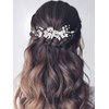 GORAIS Flower Bride Wedding Hair Vine Silver Pearl Bridal Headpiece Floral Leaf Hair Piece Hair Accessories for Women and Girls