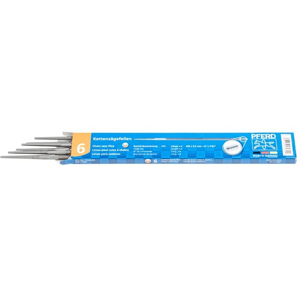 PFERD Chain Saw File, Round, 8 inch x 7/32 inch, Spiral Cut, Classic Line, 17039 – for Manually Sharpening Chain Saws