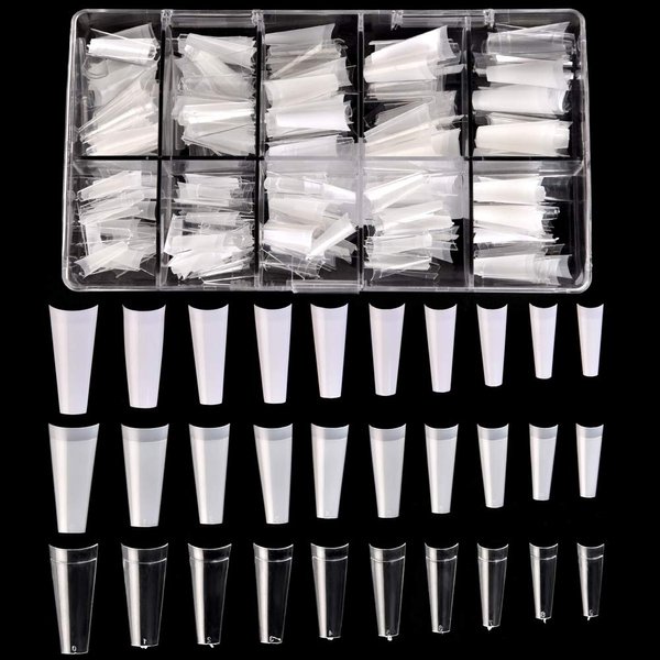 KADS French Coffin Ballerina Nail Tips Acrylic Half False Nails 10 Sizes 500 Pcs with Box (HC76)