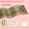 FUOTONBUTY Clip in Hair Real Human Hair Double Stitched 7pcs Caramel Blonde to Bleach Blonde Human Hair Clip in Extension Seamless Clip in Hair Extensions 90g Invisible Clip in Hair Extensions 14 Inch