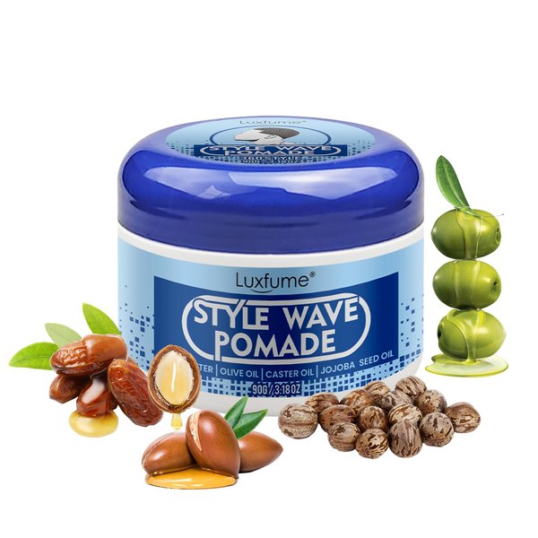 Luxfume Wave Pomade for Men，Wave Butter for 360 Wave Training and Wolfing, Natural Wave Butter Cream with Shea Butter and jojoba seed oil for Layered Waves, Moisture, Control and Silky Shine