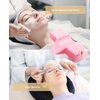 Onism Lash Pillow for Eyelash Extensions, Leather Waterproof Curved Memory Foam Lash Bed Pillow with Neck and Back Support, Pockets on Both Sides for Tools, Pink