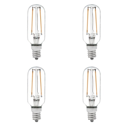 HERO-LED T8-DS-2W-WW27 Dimmable T8 E12 2W Candelabra Style LED Vintage Antique Filament Bulb, 25W Equivalent, Warm White 2700K, 4-Pack