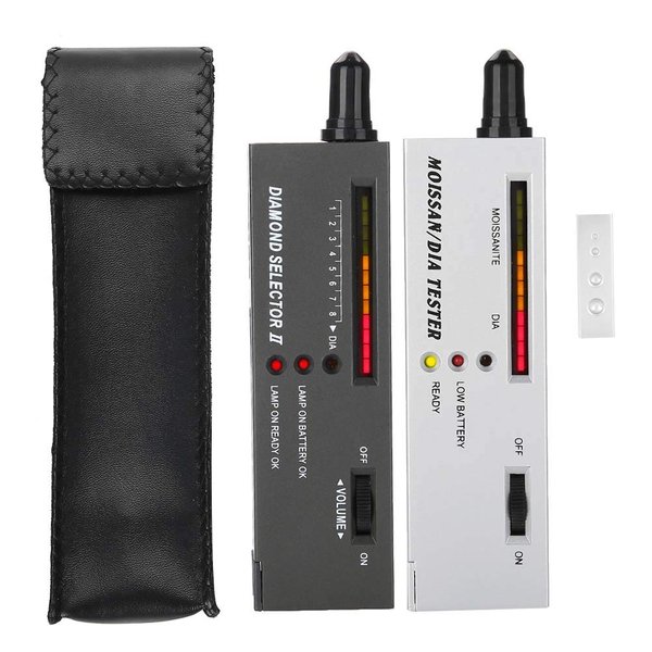 Jeweler Diamond Tester, Professional Diamond Gemstone Selector Portable LED Audio Diamond Tester with Diamond Selector II, Moissanite Tester, 2 Manuals, 2 Trays