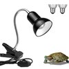 Reptile Heat Lamps, Turtle Lamp UVA/UVB Turtle Aquarium Tank Heating Lamps with Clamp, 360° Rotatable Basking Lamp for Lizard Turtle Snake Aquarium Aquatic Plants with 2 Heat Bulbs (E27,110V)