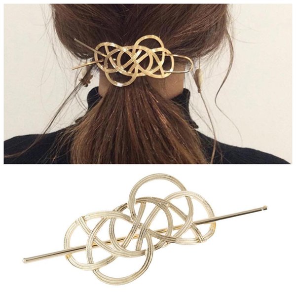 Vacaonio Metal Gold Hair Stick Pin Viking Celtic Knot Hair Bun Stick Clip Celtic Knot Hairpin Gold Hair Bun Slide Long Hair Stick Decorative Hair Accessories for Women and Girls Headdress