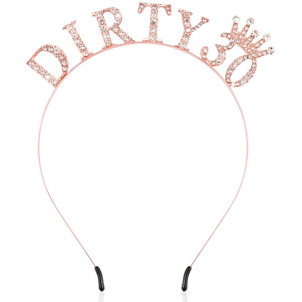 SuPoo Rose Gold Dirty 30 Headband 30th Birthday Crown 30th Birthday Decorations for Her Rhinestone Thirty Birthday Headband Tiara Birthday Gifts for Her 30 Year Old Happy Party Decorations