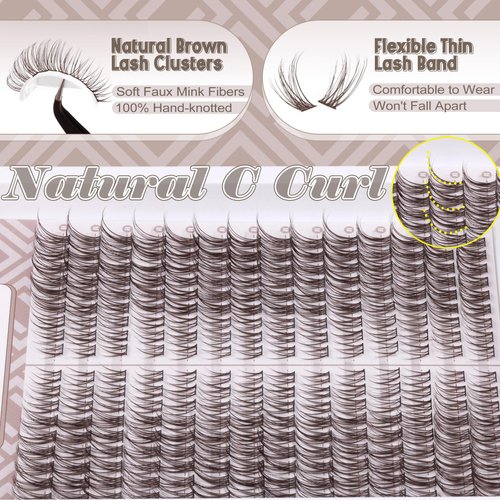 Brown Lash Clusters Wispy Eyelash Extensions Natural Look Individuals Lashes C Curl DIY Cluster Eyelashes 252 Pcs Left & Right Paired Dark Brown Cluster Lashes by Mavphnee