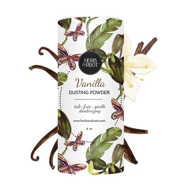 Vanilla Talc-Free Dusting Powder with Arrowroot, Oats, Zinc & Magnesium - Soothing Body Powder for Women, Chafing & Deodorizing, Baby Powder Alternative, Foot & Shoe Freshener