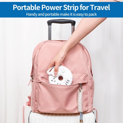 NTONPOWER Travel Power Strip, 3 Outlets with 3 USB Ports (1 USB C), 4 ft Wrapped Around Flat Extension Cord, Flat Plug Power Strip, Portable Power Strip for Travel, Cruise Essentials, Home, Dorm Room