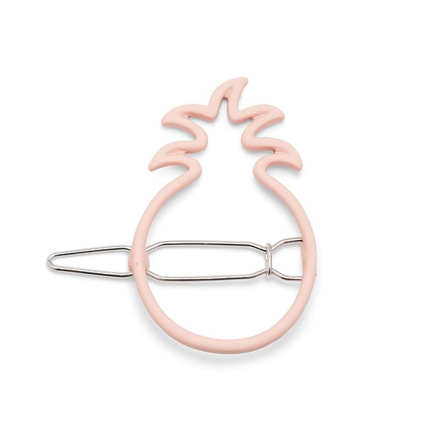 Pura Vida Salmon Enamel Pineapple Hair Barrette - 100% Brass Base, Exclusive Clip Design - 2 Inches