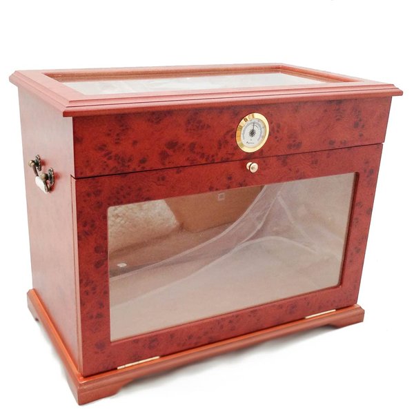 400 ct BURL Wood Cigar Desktop HUMIDOR Cabinet END Table Display CASE