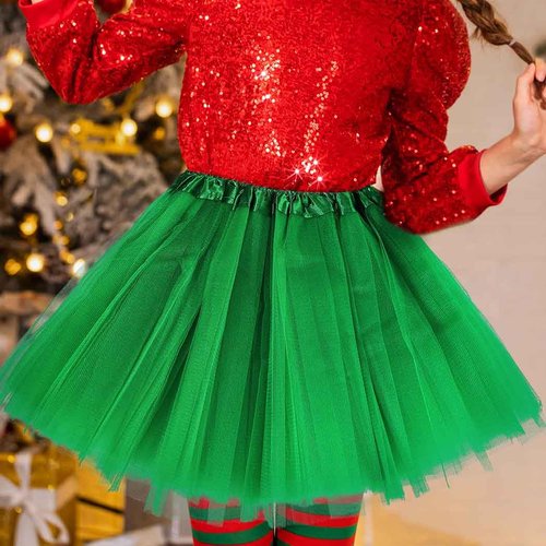 EVILD St. Patrick's Day Skirt Green Layered Tulle Skirts Ballet Dance Tutus for Girls(Green)