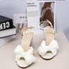MUCCCUTE Women's Bow Knot Heeled Sandals White Ankle Buckle Strap Chunky Heeled Open-toe Bridal Wedding Party Fashion Heeled Sandals