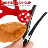 Antler Hair Clip 4 Pairs Cute Reindeer Hair Barrettes Alligator Deer Horn Hairclips and Ears Hair Pins for Christmas Party (Red)