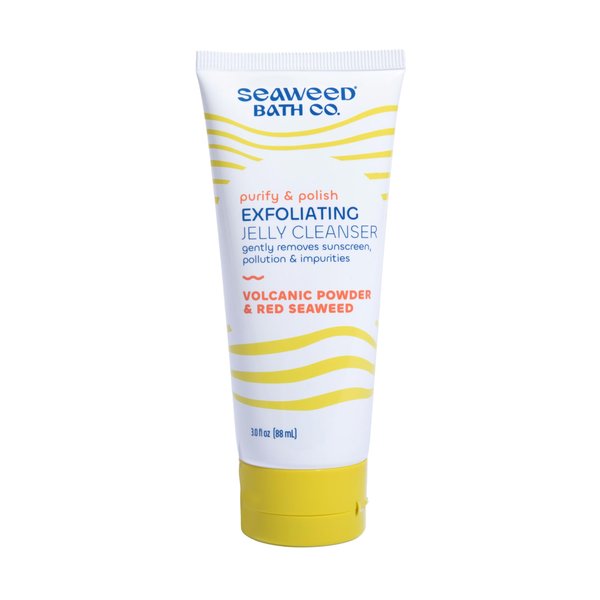 Seaweed Bath Co. Purify & Polish Exfoliating Jelly Face Cleanser, 3 Oz., Daily Facial Scrub Wash, Gently Exfoliates for Smooth, Radiant Skin