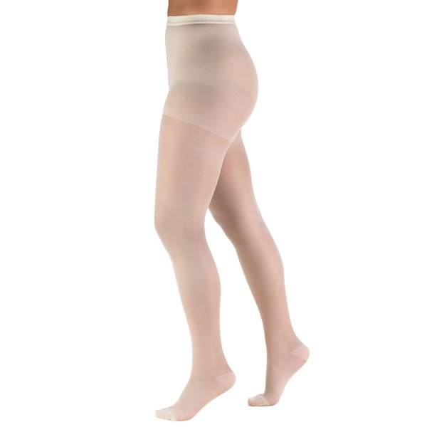 Truform Sheer Compression Pantyhose, 15-20 mmHg, Women's Shaping Tights, 20 Denier, Ivory, Queen