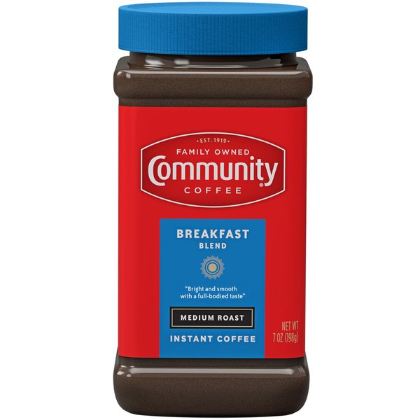 Community Coffee Breakfast Blend Instant Coffee, Medium Roast, 7 oz Jar (Pack of 1)