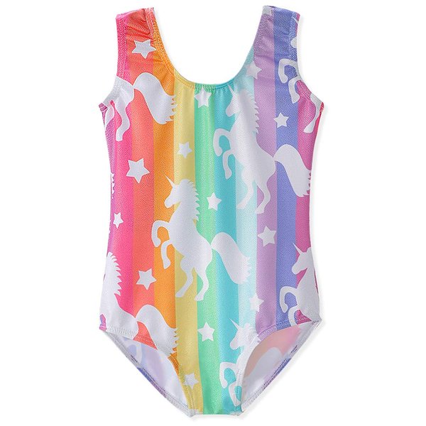 HOZIY Gymnastics Leotards for Girls 4t 5t Unicorn Rainbow Girl Shiny Unitards