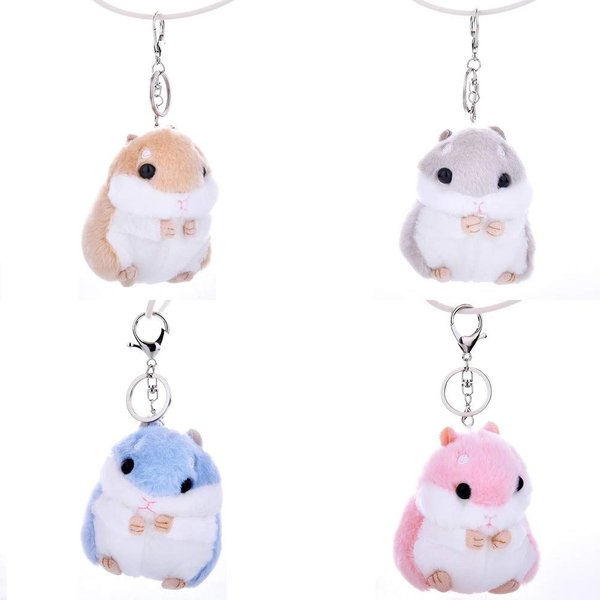 CheeseandU 4Pack Cute Hamster Plush Doll Keychains Stuffed Animals Doll Keychain Plush Cartoon Animal Charm Pendant Keyring for Girl Women Bag Phone Pendant Friends Birthday Party Gift