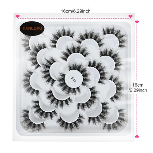 False Eyelashes Natural Look Synthetic Fibers Long Big Eyelashes Lashes Pack 10 Pairs by PANLOPU (B07-15x18x15mm)