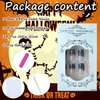 24Pcs Halloween Press on Nails Short Square Spider Fake Nails with Designs Full Cover Glitter Nails Tips False Nails Glossy Artificial Halloween Nails French Tip Acrylic Glue on Nails for Women Girls