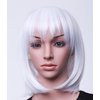 SWACC 11” Women Short Straight Synthetic Bob Wig Candy color Cosplay Wig Anime Costume hairpiece for Party with Wig Cap (White-12)