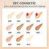 ZFC Foundation Makeup Concealer, Medium-to-Full Coverage Foundation Cream, Long Lasting Waterproof Up to 12HR Hybrid Setting Powder