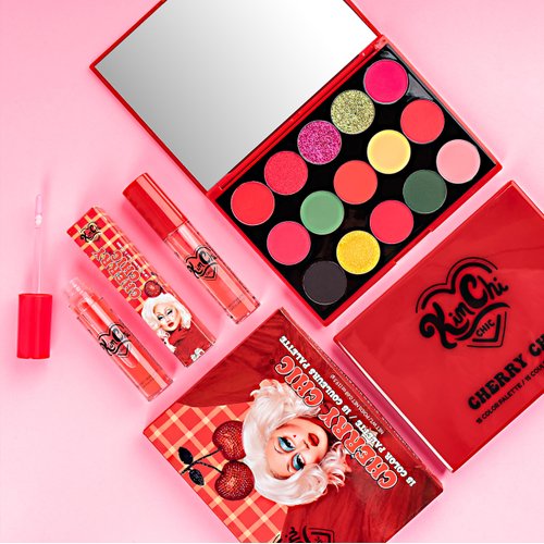 KimChi Chic Cherry Chic Eyeshadow Palette - 12 Ultra Pigmented Shades, Shimmer, Matte & Glitter Finishes, Talc Free & Infused with Vitamin E, Cruelty Free, Sex Kitten, 0.68oz