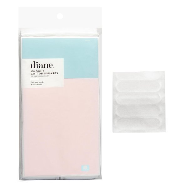 Diane Cotton Squares – 100% Real Cotton – Soft, Gentle on Face, Use for Makeup and Nail Polish Removal, Beauty Applicator - 160 Count (Pack of 1)